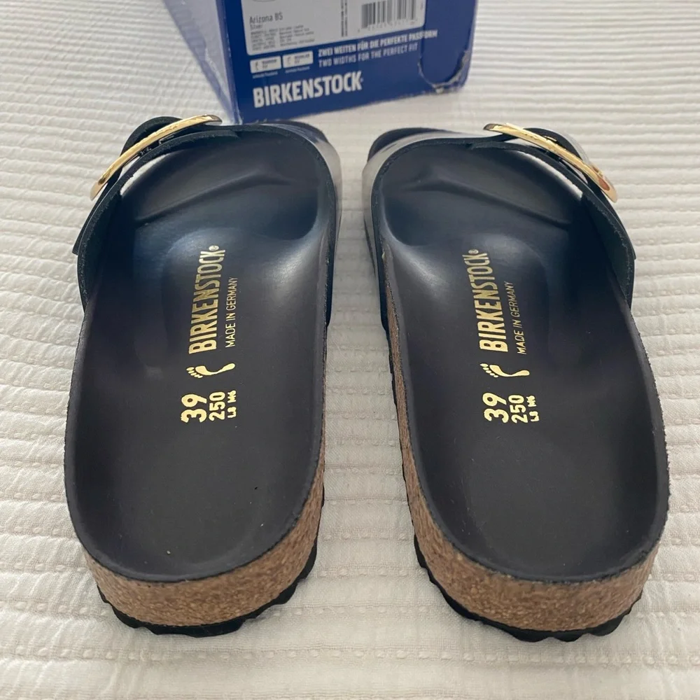 Birkenstock Black Slides with Gold Accents - Picture 5 of 10